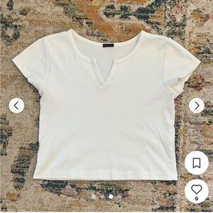 White Brandy Melville Short Sleeve Cropped T-Shirt